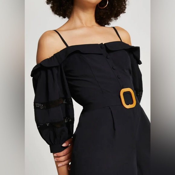 RIVER ISLAND Women Belted Could Shoulder Romper White 3/4 Sleeve, size 8 - Picture 16 of 16